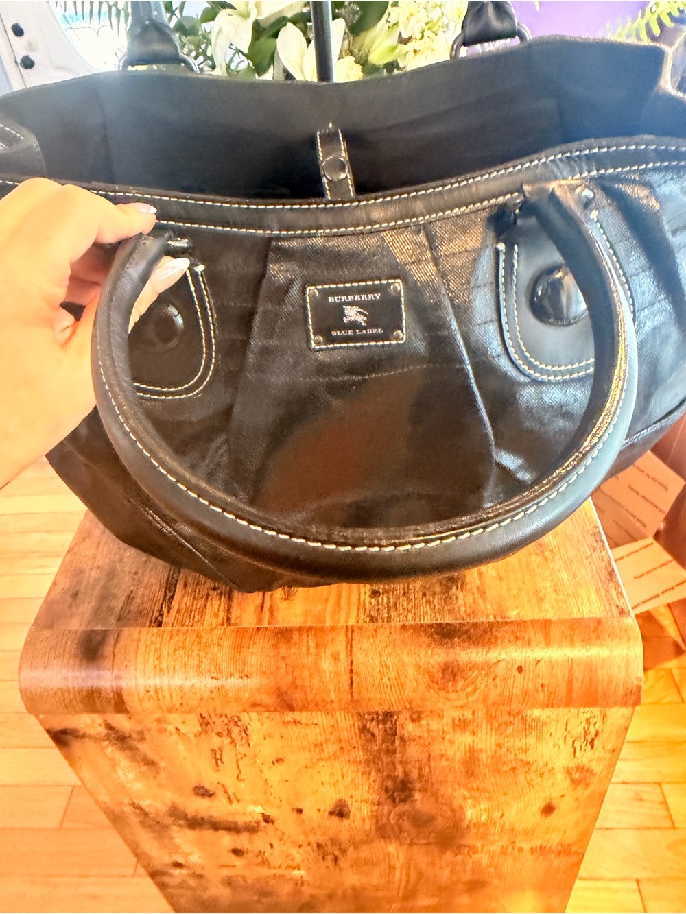 BURBERRY BLUE LABEL! EUC black with white stitching super rare! - Picture 6 of 10